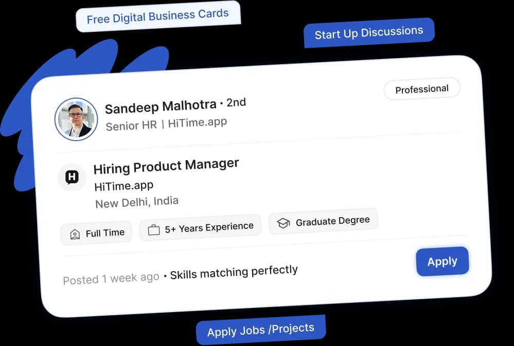 HiTime professional network — jobs, collaborations, and career connections